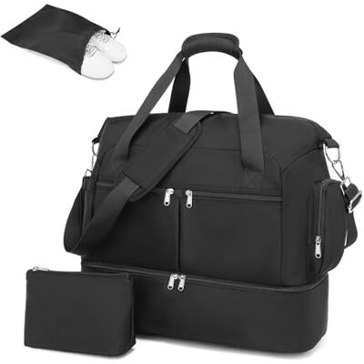 Kono Bolsa de Viaje Duffel Bag 32L Resistente al Agua con Compartimento para Zapatos Bolsa de cosméticos Correa de Hombro Desmontable Bolsa de Equipaje Ligera Bolsa de Fin de Semana(Negro) Kono Bolsa de Viaje Duffel Bag 32L Resistente al Agua con Compartimento para Zapatos Bolsa de cosméticos Correa de Hombro Desmontable Bolsa de Equipaje Ligera Bolsa de Fin de Semana(Negro)