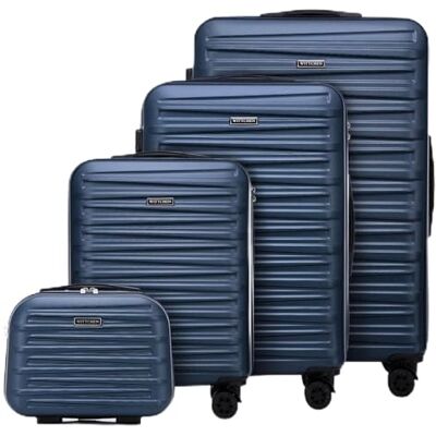 WITTCHEN Skyspeed Line Juego de 4 Maletas de Viaje Trolley con Ruedas Equipaje de Mano con Neceser maletín rígido ABS Cerradura de combinación asa telescópica 4 Ruedas Azul Marino Ryanair/Vueling WITTCHEN Skyspeed Line Juego de 4 Maletas de Viaje Trolley con Ruedas Equipaje de Mano con Neceser maletín rígido ABS Cerradura de combinación asa telescópica 4 Ruedas Azul Marino Ryanair/Vueling