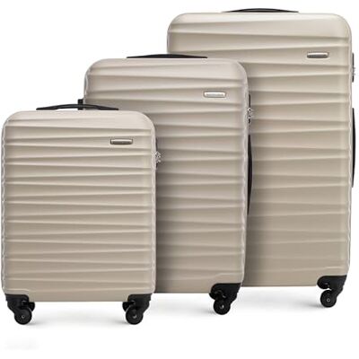WITTCHEN Maleta de Viaje Juego de 3 Maletas Trolley Juego de Maletas de Mano ABS Juego de 4 Ruedas Spinner Cerradura de combinación asa telescópica Groove Line Beige Ryanair/Vueling/Iberia WITTCHEN Maleta de Viaje Juego de 3 Maletas Trolley Juego de Maletas de Mano ABS Juego de 4 Ruedas Spinner Cerradura de combinación asa telescópica Groove Line Beige Ryanair/Vueling/Iberia