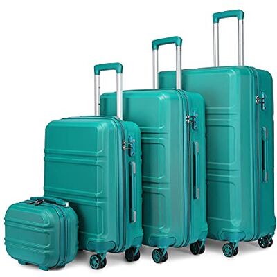 Kono Juego de 4 Maletas rígidas ABS con Neceser Equipaje de Cabina 51,5cm Maleta Mediana 65cm Equipaje facturado Grande 75cm con 4 Ruedas y Cerradura TSA (Turquesa) Kono Juego de 4 Maletas rígidas ABS con Neceser Equipaje de Cabina 51,5cm Maleta Mediana 65cm Equipaje facturado Grande 75cm con 4 Ruedas y Cerradura TSA (Turquesa)
