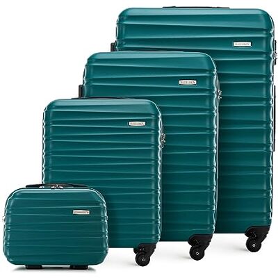 WITTCHEN Juego de 4 Maletas con Neceser Trolley ABS con 4 Ruedas Spinner Cerradura de combinación Mango telescópico Groove Line Verde Ryanair/Vueling/Iberia/easyJet/Iberia Express WITTCHEN Juego de 4 Maletas con Neceser Trolley ABS con 4 Ruedas Spinner Cerradura de combinación Mango telescópico Groove Line Verde Ryanair/Vueling/Iberia/easyJet/Iberia Express