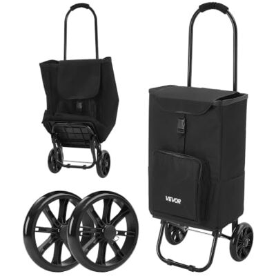 VEVOR Carrito de la Compra Plegable 35 kg con 2 Ruedas y Bolsa Isotérmica para Supermercado y Viajes, Mango Telescópico Ajustable, 5 Bolsillos, Marco de Acero y Base Abierta para Transportar Carga VEVOR Carrito de la Compra Plegable 35 kg con 2 Ruedas y Bolsa Isotérmica para Supermercado y Viajes, Mango Telescópico Ajustable, 5 Bolsillos, Marco de Acero y Base Abierta para Transportar Carga