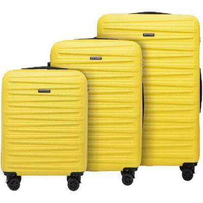 WITTCHEN Skyspeed Line Maleta de Viaje Juego de 3 Maletas Maleta Rolling Trolley Juego de Maletas Duras ABS Cerradura de Combinación Asa Telescópica 4 Ruedas Amarillo Ryanair/Vueling/Iberia WITTCHEN Skyspeed Line Maleta de Viaje Juego de 3 Maletas Maleta Rolling Trolley Juego de Maletas Duras ABS Cerradura de Combinación Asa Telescópica 4 Ruedas Amarillo Ryanair/Vueling/Iberia