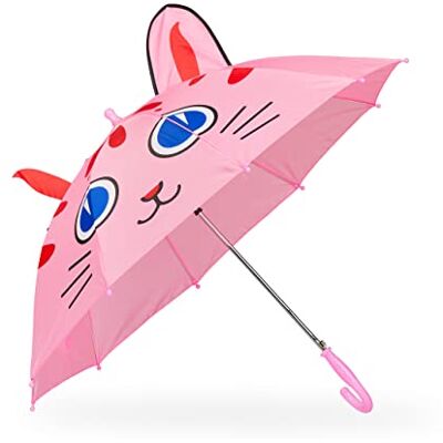 Relaxdays Paraguas de Bastón Infantil, Estampado Gato Orejas 3D, Automático, Niños, 78cm de Diámetro, Poliéster, Rosa Relaxdays Paraguas de Bastón Infantil, Estampado Gato Orejas 3D, Automático, Niños, 78cm de Diámetro, Poliéster, Rosa
