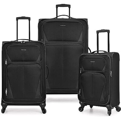 U.S. Traveler Aviron Bay Equipaje expandible con Ruedas giratorias, Negro -, 3 Piece Luggage, Aviron Bay Equipaje expandible Softside con Ruedas giratorias U.S. Traveler Aviron Bay Equipaje expandible con Ruedas giratorias, Negro -, 3 Piece Luggage, Aviron Bay Equipaje expandible Softside con Ruedas giratorias
