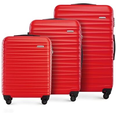 WITTCHEN Juego de 3 Maletas Trolley Juego de Maletas de Mano Maleta Enrollable ABS con 4 Ruedas Spinner Cerradura de combinación asa telescópica Groove Line Rojo Ryanair/Vueling/Iberia WITTCHEN Juego de 3 Maletas Trolley Juego de Maletas de Mano Maleta Enrollable ABS con 4 Ruedas Spinner Cerradura de combinación asa telescópica Groove Line Rojo Ryanair/Vueling/Iberia