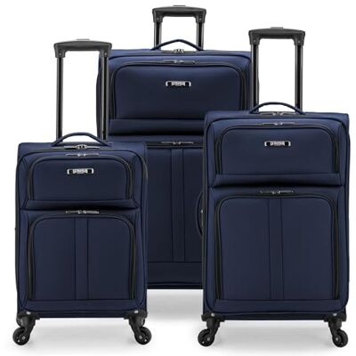 U.S. Traveler Anzio Softside Maleta giratoria expandible, Navy, Checked-Large 30-Inch, Anzio Softside Maleta giratoria expandible U.S. Traveler Anzio Softside Maleta giratoria expandible, Navy, Checked-Large 30-Inch, Anzio Softside Maleta giratoria expandible
