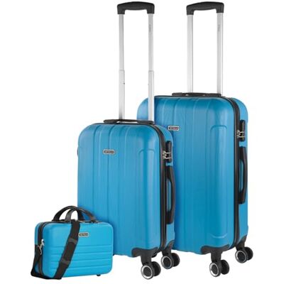 ITACA Maletas de Viaje Rígidas ABS Maleta de Viaje Cabina, Maleta Mediana y Maleta Grande Asa Telescópica, 4 Ruedas Giratorias y Candado de Combinación, Turquesa, 55 cm + 63 cm + 35 cm ITACA Maletas de Viaje Rígidas ABS Maleta de Viaje Cabina, Maleta Mediana y Maleta Grande Asa Telescópica, 4 Ruedas Giratorias y Candado de Combinación, Turquesa, 55 cm + 63 cm + 35 cm