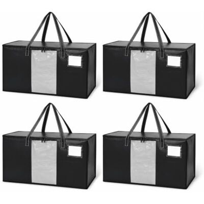 Relaxdays Set de 4 Bolsas de mudanza, 100 l Cada, Negro Relaxdays Set de 4 Bolsas de mudanza, 100 l Cada, Negro