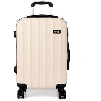 Kono Maleta de Cabina Equipaje de Mano ABS Ligero de 20 Pulgadas,Maleta de Mano Viaje con 4 Ruedas giratorias (Beige) Kono Maleta de Cabina Equipaje de Mano ABS Ligero de 20 Pulgadas,Maleta de Mano Viaje con 4 Ruedas giratorias (Beige)