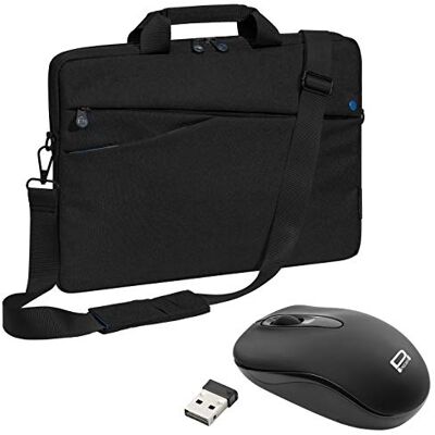 PEDEA "Fashion Bolsa de hombro para portátil de hasta 17,3 pulgadas con correa para el hombro y ratón inalámbrico Negro/Azul PEDEA "Fashion Bolsa de hombro para portátil de hasta 17,3 pulgadas con correa para el hombro y ratón inalámbrico Negro/Azul