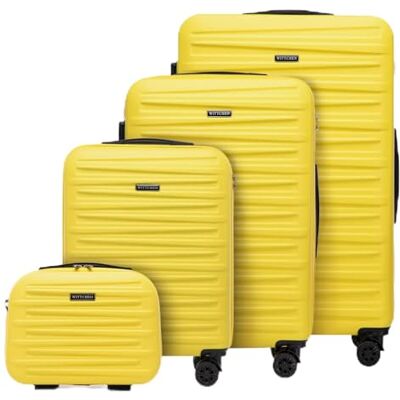 WITTCHEN Skyspeed Line Juego de 4 Maletas de Viaje Trolley con Ruedas Equipaje de Mano con Neceser maletín rígido ABS Cerradura de combinación asa telescópica 4 Ruedas Amarillo Ryanair/Vueling/Iberia WITTCHEN Skyspeed Line Juego de 4 Maletas de Viaje Trolley con Ruedas Equipaje de Mano con Neceser maletín rígido ABS Cerradura de combinación asa telescópica 4 Ruedas Amarillo Ryanair/Vueling/Iberia