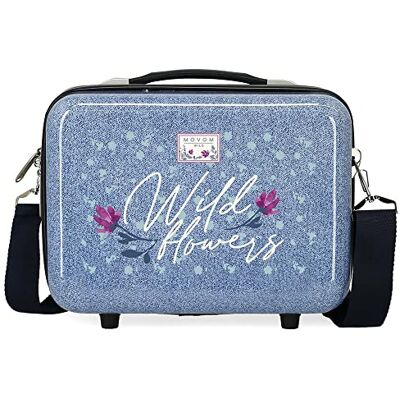 MOVOM Wild flowers Neceser Adaptable con Bandolera Azul 29x21x15 cms Rígido Poliéster 9,14L 0,6 kgs MOVOM Wild flowers Neceser Adaptable con Bandolera Azul 29x21x15 cms Rígido Poliéster 9,14L 0,6 kgs