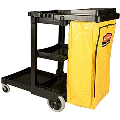 Rubbermaid Commercial Products Carro de Limpieza con Bolsa de Vinilo, 2 Ruedas Fijas, 2 Ruedas Giratorias, Negro, 97.5 cm x 116.8 cm x 55.2 cm Rubbermaid Commercial Products Carro de Limpieza con Bolsa de Vinilo, 2 Ruedas Fijas, 2 Ruedas Giratorias, Negro, 97.5 cm x 116.8 cm x 55.2 cm
