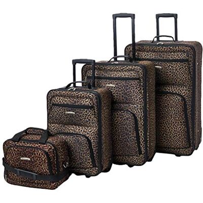 Rockland Juego de Equipaje de 4 Piezas, Talla única, Leopardo, Vertical Jungle Softside Rockland Juego de Equipaje de 4 Piezas, Talla única, Leopardo, Vertical Jungle Softside