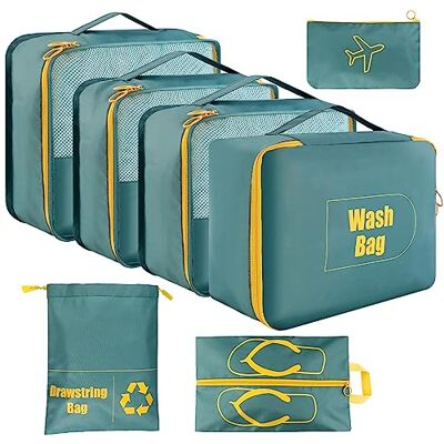 AiQInu Organizador de Equipaje 7 Sets,Impermeable Organizador Maleta Viaje, Para Ropa, Ropa Interior,Bolsa Zapatos Viaje AiQInu Organizador de Equipaje 7 Sets,Impermeable Organizador Maleta Viaje, Para Ropa, Ropa Interior,Bolsa Zapatos Viaje