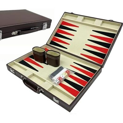 Relaxdays Maletín de Backgammon con Accesorios, Cuero, 5,5 x 36 x 23,5 cm, Elegante marrón Relaxdays Maletín de Backgammon con Accesorios, Cuero, 5,5 x 36 x 23,5 cm, Elegante marrón