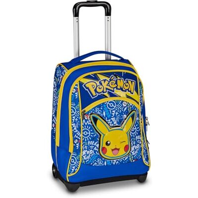 Seven Pokemon Big Trolley, 36 L, Doble Compartimento, Correas retráctiles, Doble uso, Bolsillo frontal, Escuela Primaria, Pikachu, Niños y Niñas, Amarillo/Azul Seven Pokemon Big Trolley, 36 L, Doble Compartimento, Correas retráctiles, Doble uso, Bolsillo frontal, Escuela Primaria, Pikachu, Niños y Niñas, Amarillo/Azul