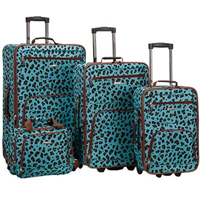 Rockland Juego de Equipaje de 4 Piezas, Talla Única, Leopardo Azul, Softside Vertical Jungle Rockland Juego de Equipaje de 4 Piezas, Talla Única, Leopardo Azul, Softside Vertical Jungle
