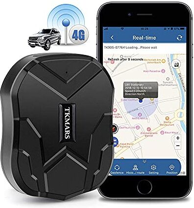 TKMARS Localizador GPS para Coche 4G, 5000mAH Batería 90 Días en Espera GPS Tracker con Seguimiento en Tiempo Real Rastreador GPS de App Libre Magnético a Prueba de Agua para Moto,Camión 4G TK905