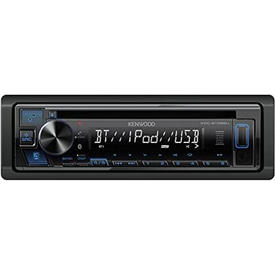 Kenwood CD estéreo para Coche, DIN único, Audio Bluetooth, MP3, FLAC, Entrada Auxiliar, Radio Am FM, Cara Desmontable con Pantalla LCD Blanca de 13 dígitos e iluminación de botón Azul Kenwood CD estéreo para Coche, DIN único, Audio Bluetooth, MP3, FLAC, Entrada Auxiliar, Radio Am FM, Cara Desmontable con Pantalla LCD Blanca de 13 dígitos e iluminación de botón Azul