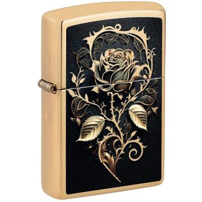 Zippo Encendedor a prueba de viento Golden Rose, High Polish Brass, Color Image Recargable Reutilizable Diseño a prueba de viento Caja regalo Fabricado en Estados Unidos Zippo Encendedor a prueba de viento Golden Rose, High Polish Brass, Color Image Recargable Reutilizable Diseño a prueba de viento Caja regalo Fabricado en Estados Unidos