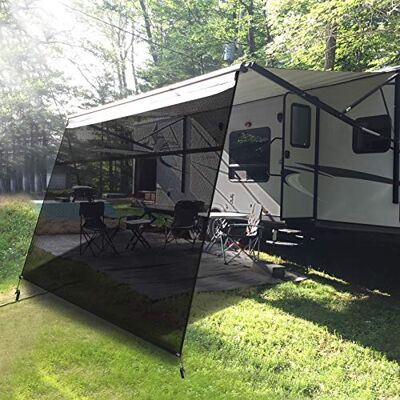 EXCELFU Toldo para Caravana con Cremallera de 15 x 9 pies, Pantalla de toldo de Malla Negra, Bloqueador UV, Kits completos para Caravana, Caravana, Remolque, Autocaravana EXCELFU Toldo para Caravana con Cremallera de 15 x 9 pies, Pantalla de toldo de Malla Negra, Bloqueador UV, Kits completos para Caravana, Caravana, Remolque, Autocaravana
