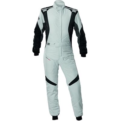 Omp Traje de Carreras First Evo, FIA 8856-2018, Comodidad y Transpirabilidad, Negro/Blanco, Color Gris/Negro, Talla 58 Omp Traje de Carreras First Evo, FIA 8856-2018, Comodidad y Transpirabilidad, Negro/Blanco, Color Gris/Negro, Talla 58