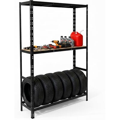 Relaxdays estantería para 6 neumáticos 180 x 120 x 40 cm, 450 kg, Negro Acero, montaje sencillo, para taller Relaxdays estantería para 6 neumáticos 180 x 120 x 40 cm, 450 kg, Negro Acero, montaje sencillo, para taller