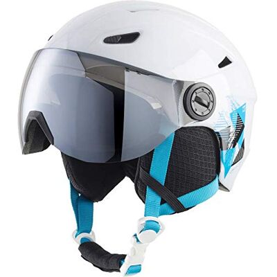 TECNOPRO Pulse JR S2 Visor HS-016 Casco de esquí para niño, Color Blanco/Turquesa, XS TECNOPRO Pulse JR S2 Visor HS-016 Casco de esquí para niño, Color Blanco/Turquesa, XS