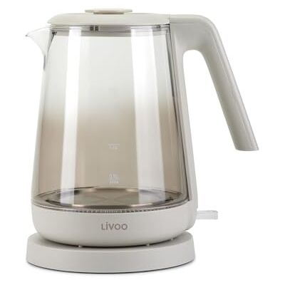 LIVOO DOD216G Hervidor de cristal de 1,7 L, 1850 W, 2200 W, vidrio borosilicato, retroiluminación interior LIVOO DOD216G Hervidor de cristal de 1,7 L, 1850 W, 2200 W, vidrio borosilicato, retroiluminación interior