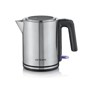 Severin Hervidor eléctrico 1 L, tetera con indicador de nivel de agua, filtro antical, abertura de tapa XXL, potente y compacto, 2400 W, plateado negro acero inoxidable, WK 3489 Severin Hervidor eléctrico 1 L, tetera con indicador de nivel de agua, filtro antical, abertura de tapa XXL, potente y compacto, 2400 W, plateado negro acero inoxidable, WK 3489