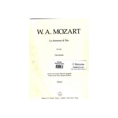 BARENREITER Mozart, W. Amadeus. La Clemenza di Tito KV 62/ Winds BARENREITER Mozart, W. Amadeus. La Clemenza di Tito KV 62/ Winds