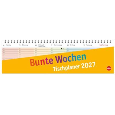 Heye Bunte Wochen Wochenquerplaner 2027: Übersichtlicher Umklapp-Kalender 2027 mit farbig markierten Tagen. Tisch-Kalender für den Schreibtisch. Heye Bunte Wochen Wochenquerplaner 2027: Übersichtlicher Umklapp-Kalender 2027 mit farbig markierten Tagen. Tisch-Kalender für den Schreibtisch.