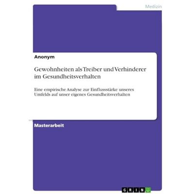 Anonymous Gewohnheiten als Treiber und Verhinderer im Gesundheitsverhalten: Eine empirische Analyse zur Einflussstärke unseres Umfelds auf unser eigenes Gesundheitsverhalten Anonymous Gewohnheiten als Treiber und Verhinderer im Gesundheitsverhalten: Eine empirische Analyse zur Einflussstärke unseres Umfelds auf unser eigenes Gesundheitsverhalten