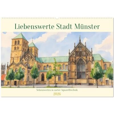 Kleemann, Claudia Liebenswerte Stadt Münster (Wandkalender 2026 DIN A2 quer), Monatskalender: Sehenwertes in zarter Aquarelltechnik Kleemann, Claudia Liebenswerte Stadt Münster (Wandkalender 2026 DIN A2 quer), Monatskalender: Sehenwertes in zarter Aquarelltechnik