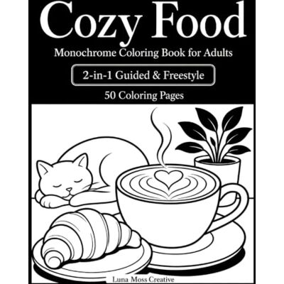 Creative Cozy Food: 2-in-1 Monochrome Coloring Book for Adults with 50 Guided & Freestyle Coloring Pages of Comfort Food, Coffee, Tea, Pastries, Breakfasts & Cozy Bakery Scenes (One Color Escapes) Creative Cozy Food: 2-in-1 Monochrome Coloring Book for Adults with 50 Guided & Freestyle Coloring Pages of Comfort Food, Coffee, Tea, Pastries, Breakfasts & Cozy Bakery Scenes (One Color Escapes)