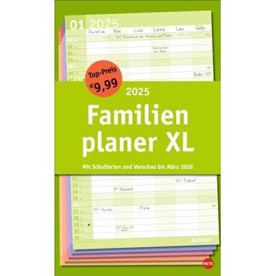 Heye Planificador familiar básico XL 2025: calendario familiar con 6 columnas. Práctico calendario familiar de pared con vacaciones escolares. Agenda extraancha. 27 x 45 cm. (Planificador básico ) Heye Planificador familiar básico XL 2025: calendario familiar con 6 columnas. Práctico calendario familiar de pared con vacaciones escolares. Agenda extraancha. 27 x 45 cm. (Planificador básico )
