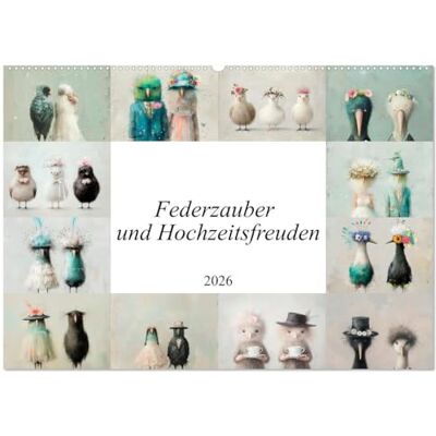 Seltmann, Anne Federzauber und Hochzeitsfreuden (Wandkalender 2026 DIN A2 quer), Monatskalender: Eine Vogelhochzeit neu dargestellt Seltmann, Anne Federzauber und Hochzeitsfreuden (Wandkalender 2026 DIN A2 quer), Monatskalender: Eine Vogelhochzeit neu dargestellt