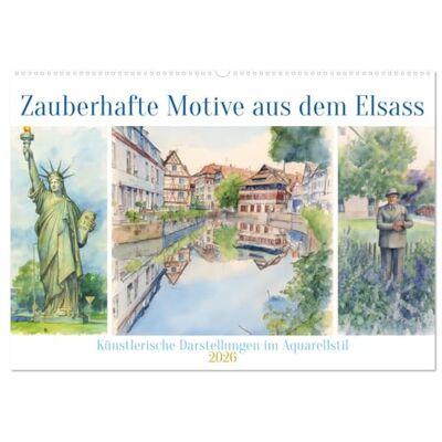 Kleemann, Claudia Zauberhafte Motive aus dem Elsass (Wandkalender 2026 DIN A2 quer), Monatskalender: Künstlerische Darstellungen im Aquarellstil Kleemann, Claudia Zauberhafte Motive aus dem Elsass (Wandkalender 2026 DIN A2 quer), Monatskalender: Künstlerische Darstellungen im Aquarellstil