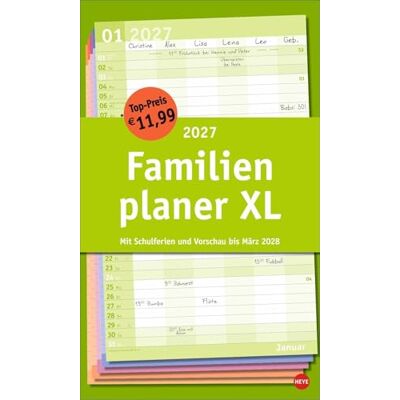 Heye Basic Familienplaner XL 2027: Familienkalender mit 6 Spalten. Praktischer Familien-Wandkalender mit Schulferien. Extra breiter Terminkalender. 27 x 45 cm. Heye Basic Familienplaner XL 2027: Familienkalender mit 6 Spalten. Praktischer Familien-Wandkalender mit Schulferien. Extra breiter Terminkalender. 27 x 45 cm.