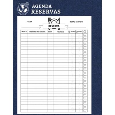 Rio libro de reservas restaurante: Hosteleria, Organizador para las reservas de mesas o espacios. Diseñado para restaurantes, bares, establecimientos Rio libro de reservas restaurante: Hosteleria, Organizador para las reservas de mesas o espacios. Diseñado para restaurantes, bares, establecimientos