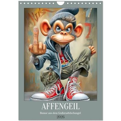 Hurley, Rose Affengeil. Humor aus dem Großstadtdschungel (Wandkalender 2026 DIN A4 hoch), Monatskalender: Ein urbaner Cartoon-Kalender voller Affen, die ... Chaos und noch mehr Attitüde kommentieren. Hurley, Rose Affengeil. Humor aus dem Großstadtdschungel (Wandkalender 2026 DIN A4 hoch), Monatskalender: Ein urbaner Cartoon-Kalender voller Affen, die ... Chaos und noch mehr Attitüde kommentieren.