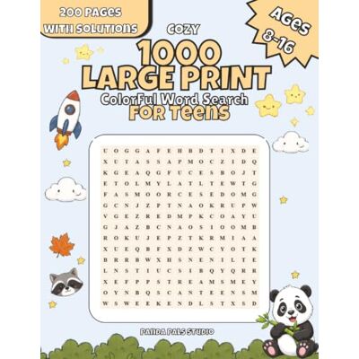 Panda Cozy 1000 Large Print Colorful Word Search for Teens with solutions: Featuring 200 pages with Solution, From Beginner to Expert Puzzle Book for Kids Ages 8-16 Panda Cozy 1000 Large Print Colorful Word Search for Teens with solutions: Featuring 200 pages with Solution, From Beginner to Expert Puzzle Book for Kids Ages 8-16