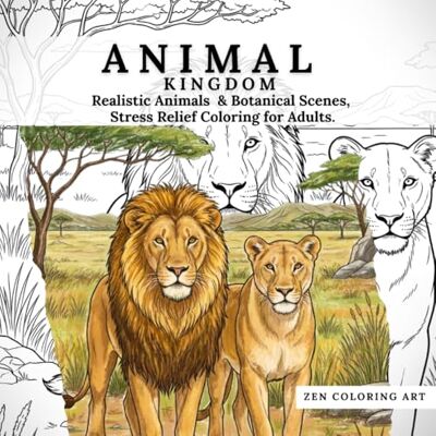 ANIMAL KINGDOM: Realistic Animals & Botanical Scenes, Stress Relief Coloring for Adults. (Zen Coloring Art Collection) ANIMAL KINGDOM: Realistic Animals & Botanical Scenes, Stress Relief Coloring for Adults. (Zen Coloring Art Collection)