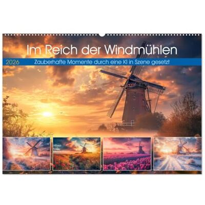 CALVENDO En el reino de los molinos de viento (calendario de pared 2026 DIN A2 horizontal), calendario mensual CALVENDO En el reino de los molinos de viento (calendario de pared 2026 DIN A2 horizontal), calendario mensual