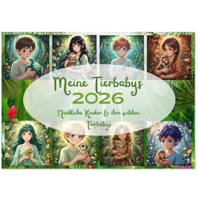 CALVENDO Meine Tierbabys (calendario de pared 2026 DIN A2 horizontal), calendario mensual CALVENDO Meine Tierbabys (calendario de pared 2026 DIN A2 horizontal), calendario mensual