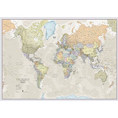 Maps International Mapa del mundo grande, plastificado – 118,9 x 84,1 cm – Colores clásicos Maps International Mapa del mundo grande, plastificado – 118,9 x 84,1 cm – Colores clásicos