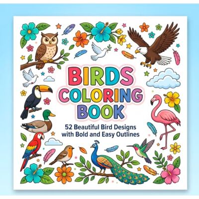 Birds Coloring Book: 52 Beautiful Bird Designs with Bold and Easy Illustrations for Creative Fun Birds Coloring Book: 52 Beautiful Bird Designs with Bold and Easy Illustrations for Creative Fun