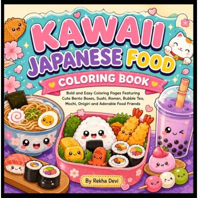 Devi KAWAII JAPANESE FOOD: Bold and Easy Coloring Pages Featuring Cute Bento Boxes, Sushi, Ramen, Bubble Tea, Mochi, Onigiri and Adorable Food Friends (COLORING BOOK SERIES) Devi KAWAII JAPANESE FOOD: Bold and Easy Coloring Pages Featuring Cute Bento Boxes, Sushi, Ramen, Bubble Tea, Mochi, Onigiri and Adorable Food Friends (COLORING BOOK SERIES)